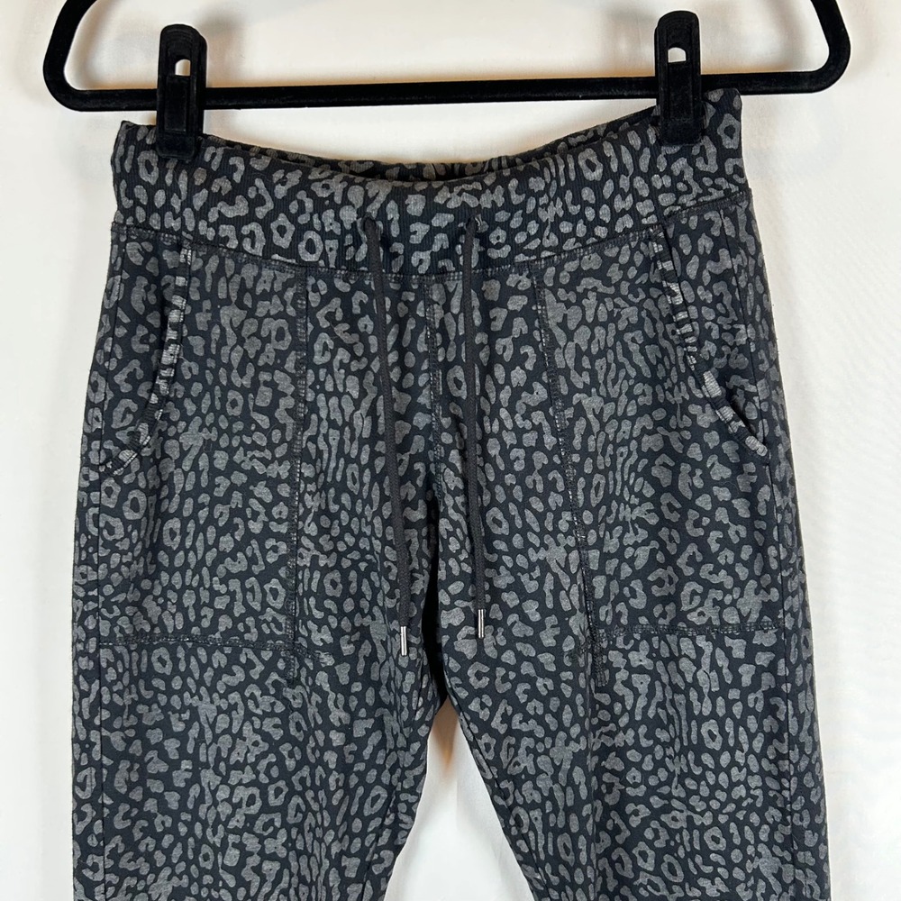 Sundays Cheetah Print Drawstring NYC Palmer Joggers Zipper Ankle Gray Black - Picture 5 of 10